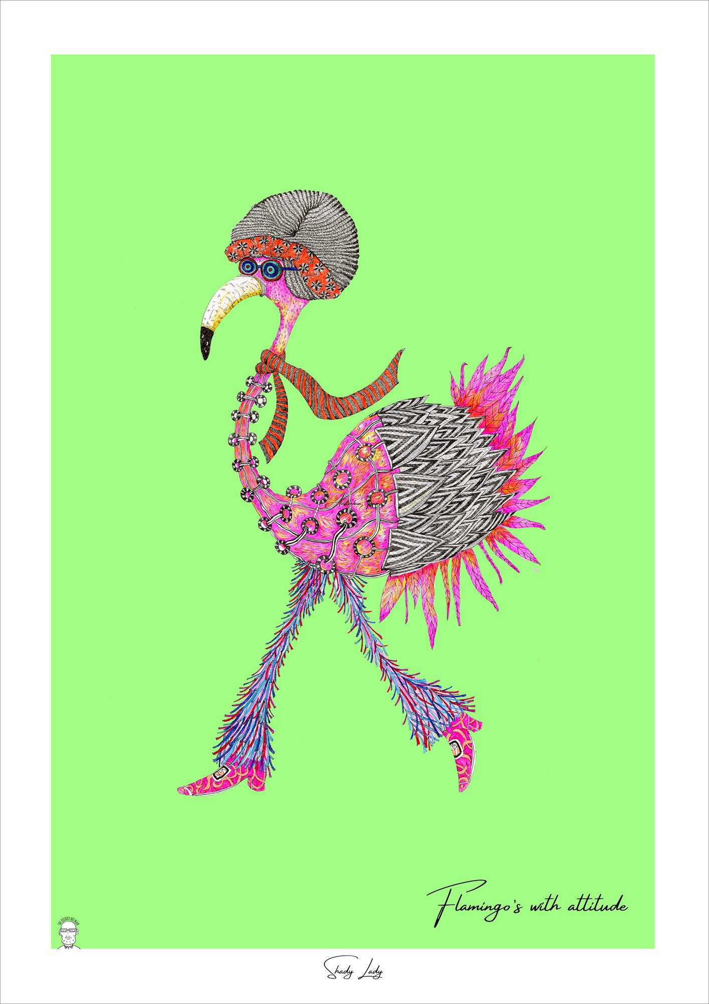 Shady Lady flamingo art print